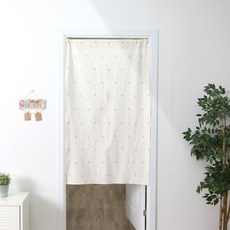 草本刺繡窗簾, 自然米色