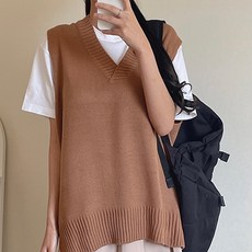 Lamir 箱型剪裁 連身裙長度 長版V領針織背心