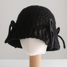 바비수 큐아 리본 니트 버킷햇