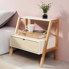 레논 미니 틈새 서랍 침대 협탁 사이드 테이블, 내추럴, 1개