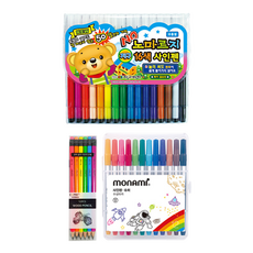 地球化學 不易乾彩色筆 16色 + Tucoby Coma 三角橡皮擦鉛筆 TC-208 B 6款 x 2入 + 慕那美 超級彩色筆 12色組, 混合色, 1套