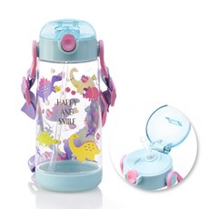 Skater PET吸管塑膠水壺, 萌萌龍, 480ml, 1個