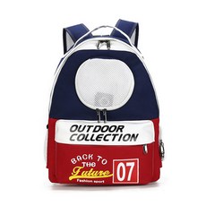 PETRONG 貓方形透氣背包, 藍色 + 紅色