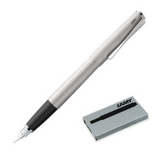 LAMY 065 Studio 鋼筆鋼筆+墨盒 5p, F, 銀色(鋼筆)+黑色(墨水盒)