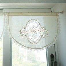 ANDCOTTON 浪漫花園 廚房 廚房 小窗短窗簾, 象牙白