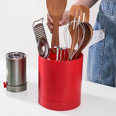 몬드스팟 회전형 대형 조리도구 국자 가위 칸막이 수저통 꽂이 RB20694, 레드, 1개