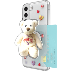 JUST4YOU 미니멀 리틀베어 아크릴 투명톡 반투명 슬림카드 케이스