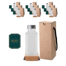 方形Dutch PET 250ml+鋁蓋 銀色+瓶子貼紙 N5S+盒子, 10組