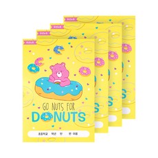 lucalab 彩虹熊小學用橫線筆記本4入組, 甜甜圈, 1套