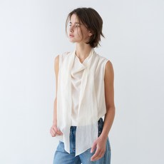 벰버 DRAPED TIE SLEEVELESS BLOUSE