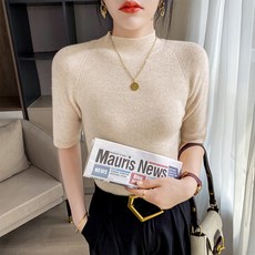 언헤브 여성용 슬리브 탑 반팔 니트 티셔츠