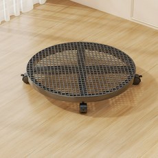 Masyatoo 鐵製移動式帶輪花盆底座 圓形, 黑色, 1個