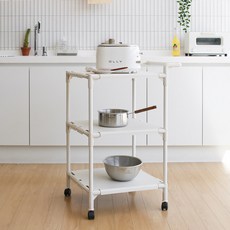 뱅크 국내 제조 이동식 트롤리 소, 화이트, 3단