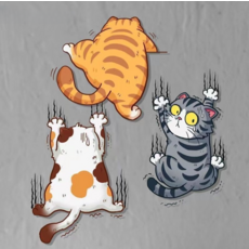 아이작큐브 오토바이 차량용 흠집제거 스티커 고양이 3종 세트 3 대형, 혼합색상, 1세트