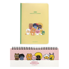 KAKAO FRIENDS 週計劃+月計劃組, 黃綠（月計）、粉紅（週計）