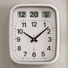 플라이토 이잉크 캘린더 플립 인테리어 무소음 벽시계, 화이트