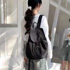 Ion 布料束繩後背包, 黑色