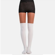 INCONTRO 假兩件高爾夫球襪, 1個, 咖啡色 白色素面