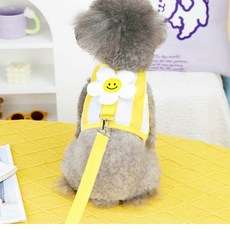 Coco studio 寵物Coco微笑小花項圈胸背帶, 黃色, 1個