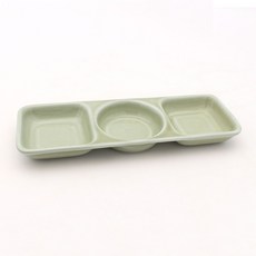 達鹽 韓國製 陶瓷分隔盤 3格醬料碗, 亮光淺綠色, 1個