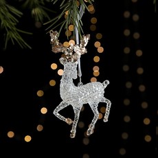 Home Flow冬季氛圍亮片壓克力吊飾裝飾品鑰匙 2件組, 行走的鹿, 1個