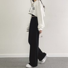 WITHHUILIN 校服單品運動刷毛寬版鬆緊帶褲 三種褲長