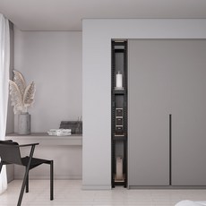 SPEEDRACK 窄型無螺栓鐵製縫隙置物架, 黑色, 4層