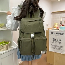 Chichills Ruen 多口袋收納王搭扣後揹包 11632, 卡其色