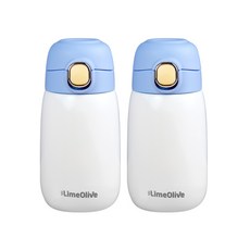 Compact彈蓋式保溫瓶, 藍色+藍色, 320ml, 2個