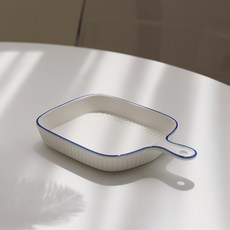 Bloom at home 方形手柄烤盤 S號, 白+藍, 1個
