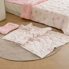 모던하우스 아동용 마미허그 소프트워싱 스윗버니 극세사 낮잠 이불, 핑크