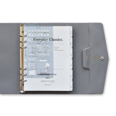 PLEPIC 2023年皮革6環筆記本, 石灰色