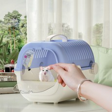 랜보어 소동물 배색 케이지 이동장 FREE(22 x 27 x 20 cm), 블루, 1개