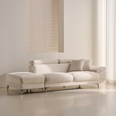 웰퍼니쳐 타엔 무빙헤드 코모도 패브릭 3.5인용 소파 좌형 + 스툴 + 쿠션 1p 세트 방문설치, 아이보리