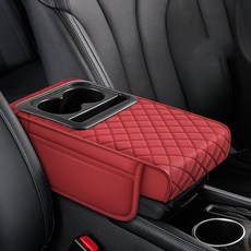 Ez2mk 편리한 차량용 컵홀더 수납 콘솔 팔걸이쿠션 MS-1730, 와인레드, 1개