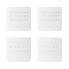 북유럽 홈 카페 레터링 코스터 4p, 화이트 스퀘어, 4개