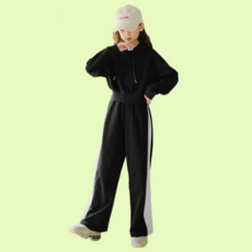 Angel Eye 女童連帽短版寬褲運動套裝