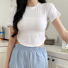 여성용 라라온 로벨츠 크롭 반팔 티셔츠