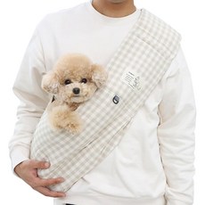 Its Dog 袋鼠智能寵物斜背包, 1個, 格子米色