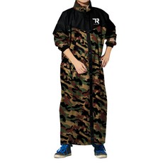 TDN RACING 迷彩偽裝前開雨衣, 軍綠色