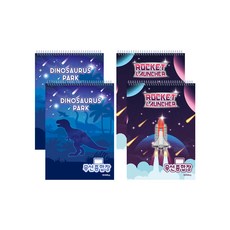 ibis 男童款設計無線綜合筆記本 2款 x 2入組 MT_CR-11884, 1套, 恐龍, 火箭