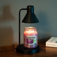 YANKee CANDLe Home Inspiration 大罐香氛蠟燭 + The Sweet Mono 旋鈕式融蠟燈 + 燈泡 2入組, 甜美紫丁香, 黑色(融蠟燈)