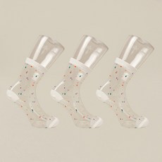 박군 PG 여성용 학생용 컬러 도트 시스루 중목 양말 3족 세트