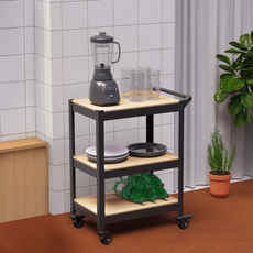 HOMEDANT HOUSE 鐵製移動式收納層架推車, 黑色, 3層