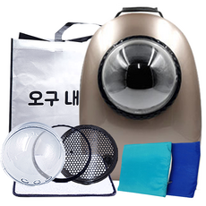 예펫 반려동물 우주선 이동 가방 + 방수매트 + 선물가방 세트, 로즈골드(가방), 랜덤발송(매트), 1개