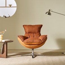 REVE 메이 1인 패브릭 회전 의자 방문설치, 1개, 오렌지