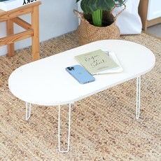 스토리퍼니쳐 국내생산 E0 LPM 와이드 타원 접이식 테이블 800x400, 핑키 쉬크림