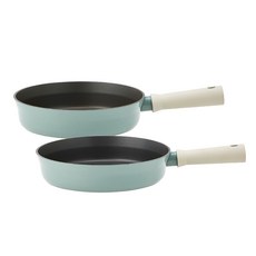 LocknLock 樂扣樂扣 IH爐適用Suit系列橡膠把手不沾鍋具組 2號 CSU1225S2C, 薄荷綠, 平底鍋 24cm+平底鍋 26cm, 1組