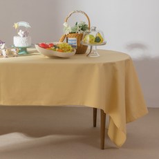 Cottage 雙面TPU棉布防水桌布, 220 x 150 cm, 檸檬奶油
