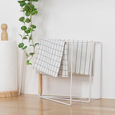 PUKO 折疊木柄3層抹布衣架, 混色, 1個